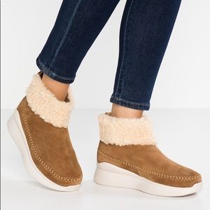 UGG Tan and Cream Shearling Sneakers